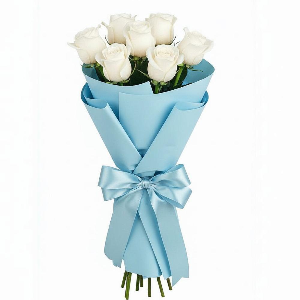 Букет 7 белых роз Проуд в Первомайском Ставропольского края