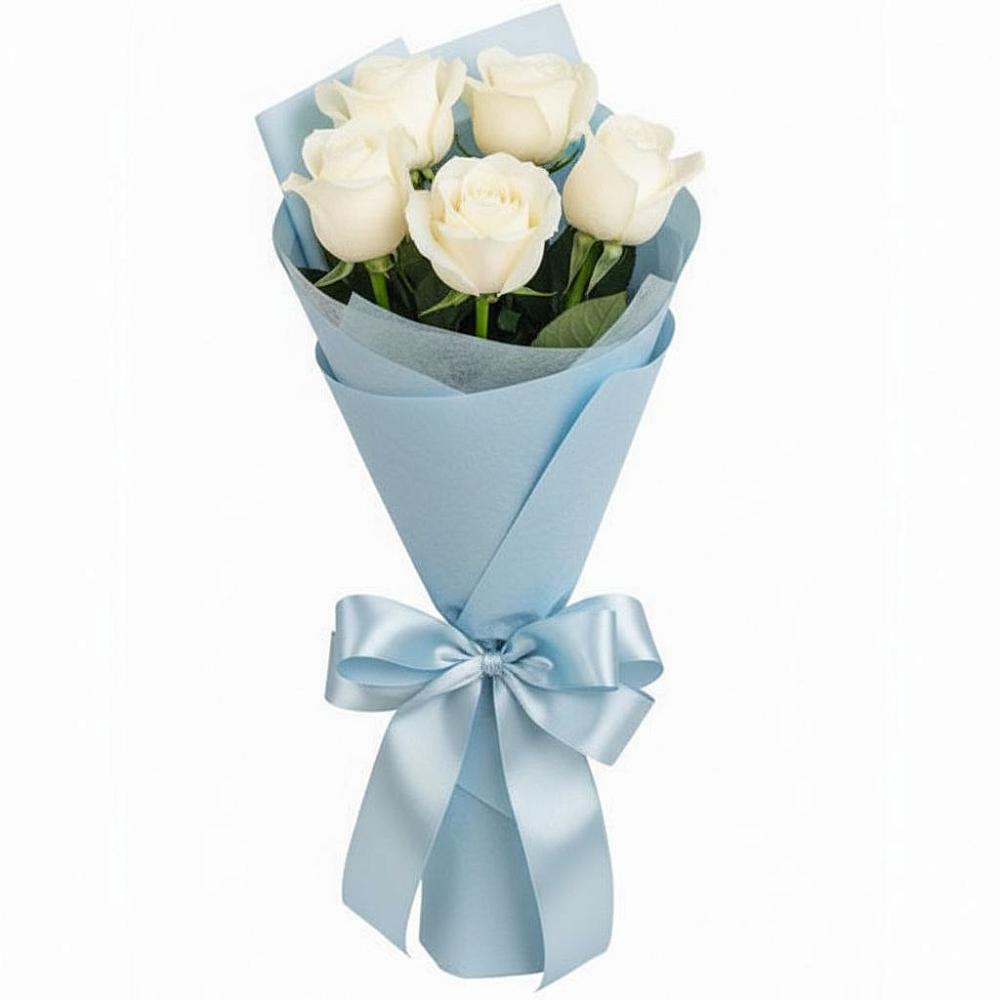 Букет 5 Белых роз Проуд в Первомайском Ставропольского края