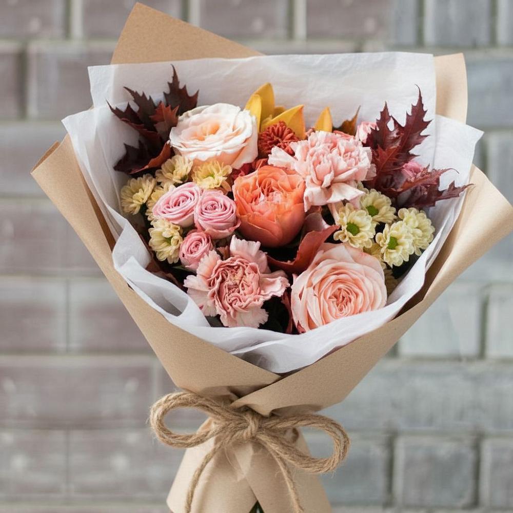 Букет цветов из: Гвоздики, Хризантемы и Розы в Первомайском Ставропольского края