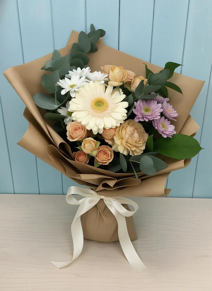 Букет цветов из: Герберы и Хризантемы в Первомайском Ставропольского края