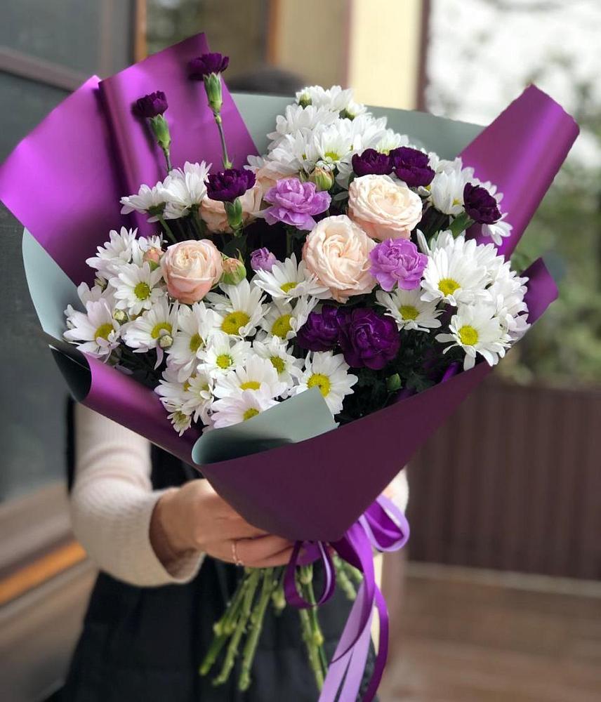 Букет цветов из: Хризантемы, Гвоздики и Розы в Первомайском Ставропольского края