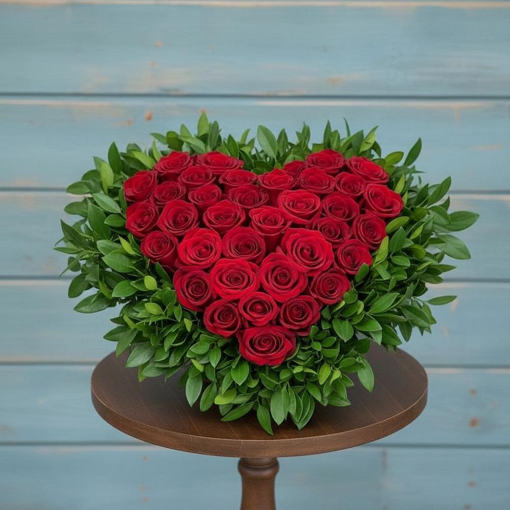 Цветочная композиция из Розы в виде сердца в Первомайском Ставропольского края