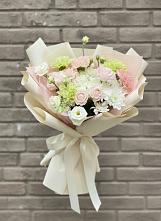 Букет цветов из:  Гвоздики, Розы, Лизиантусы и Хризантемы в Первомайском Ставропольского края