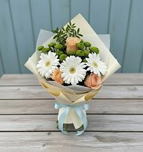 Букет цветов из:  Герберы, Розы и Хризантемы в Первомайском Ставропольского края