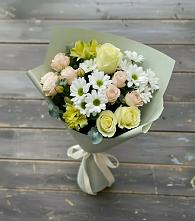 Букет цветов из:  Альстромерии, Розы и Хризантемы в Первомайском Ставропольского края