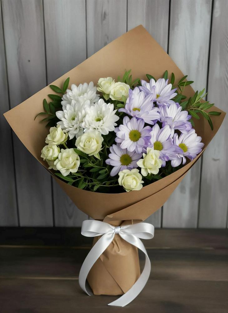 Букет цветов из: Хризантемы и Розы в Первомайском Ставропольского края